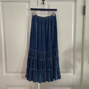 Velvet tiered midi skirt